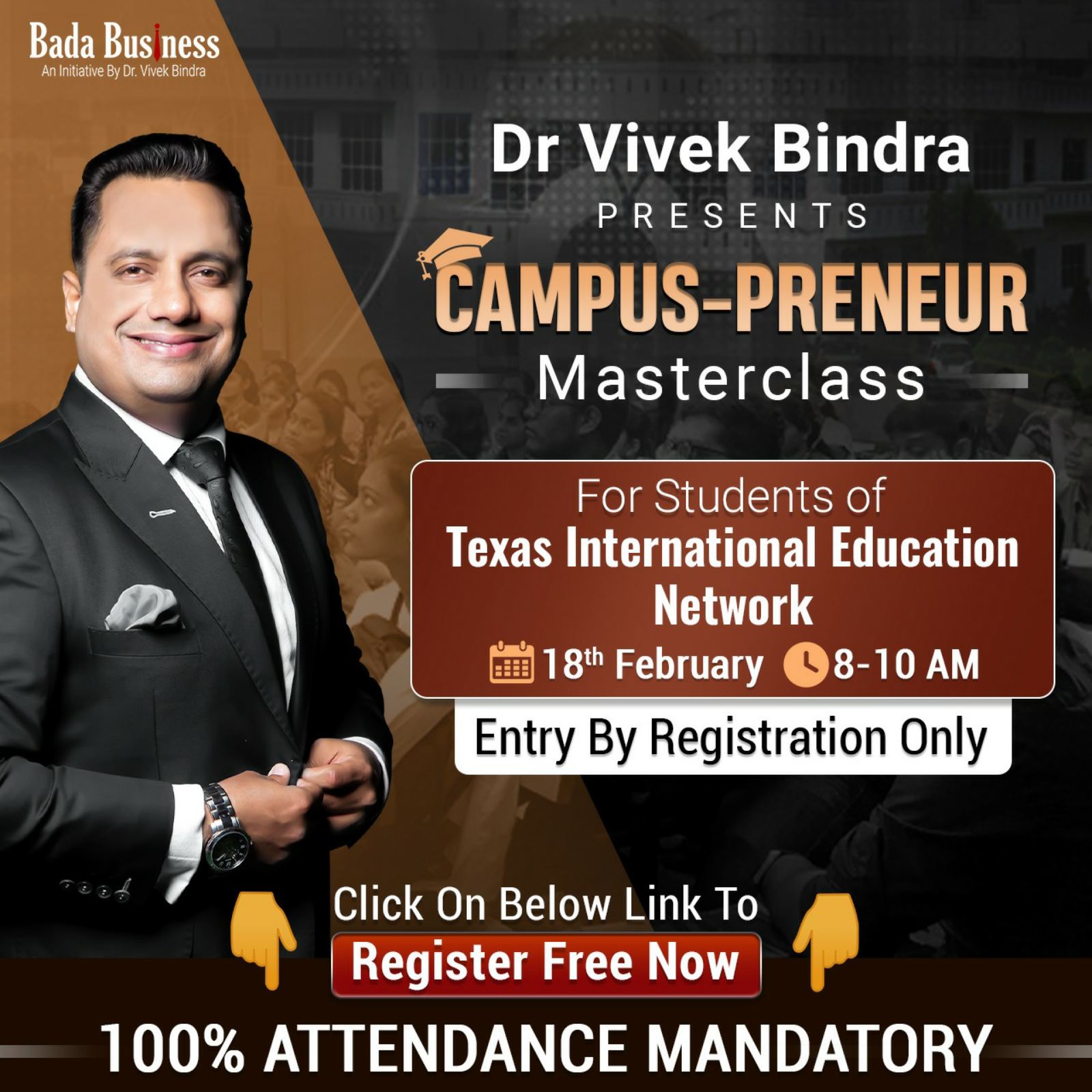 “Campus-preneur” webinar session with Dr.Vivek Bindra