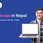 person holding laptop and showing bit scope in Nepal representing texas international college