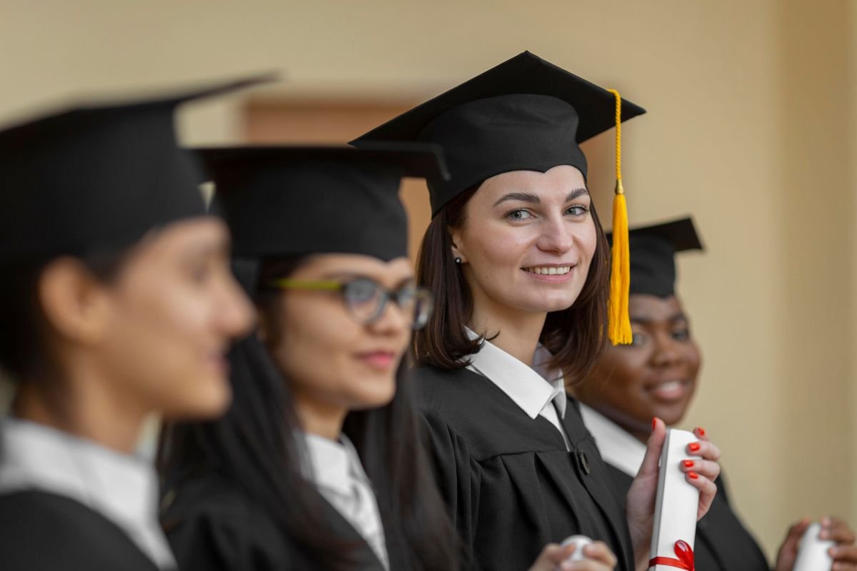 Graduates celebrating after completing business and management degrees in Nepal