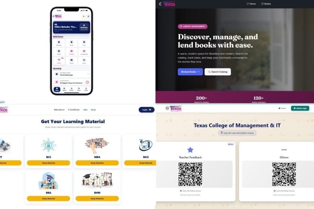 user interface of digital learning management system created by students of tcmit college